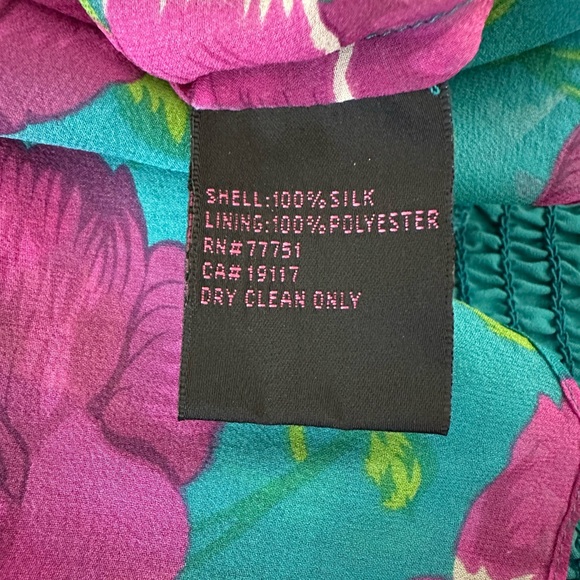 Betsey Johnson Turquoise Fuchsia Floral Silk Tube Top 0 - Picture 5 of 6